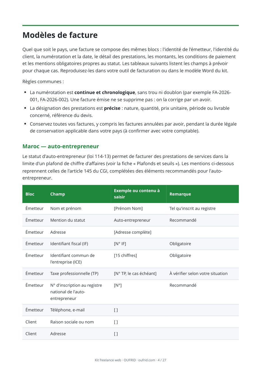 Les factures et relances