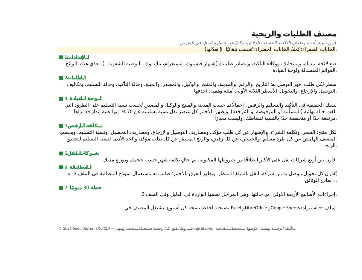 مصنف Excel: تكلفة الرفض