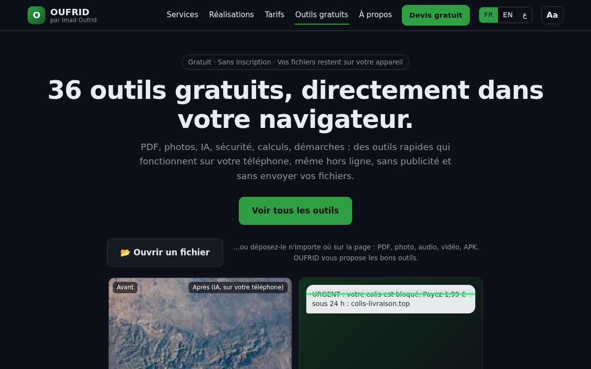 Aperçu de la plateforme d'outils OUFRID