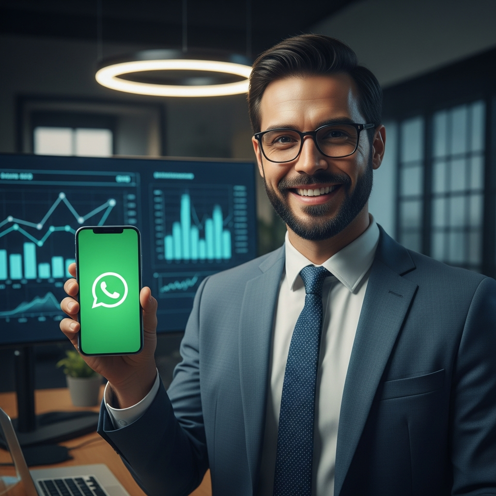 Illustration d’un expert en marketing digital discutant sur un smartphone