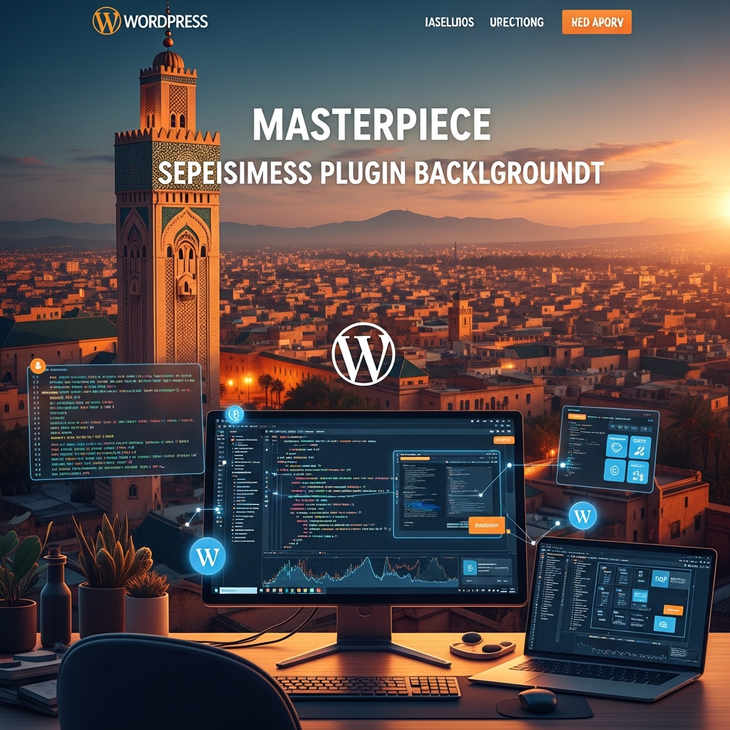 Arrière-plan technologique représentant le développement de plugins WordPress sur mesure