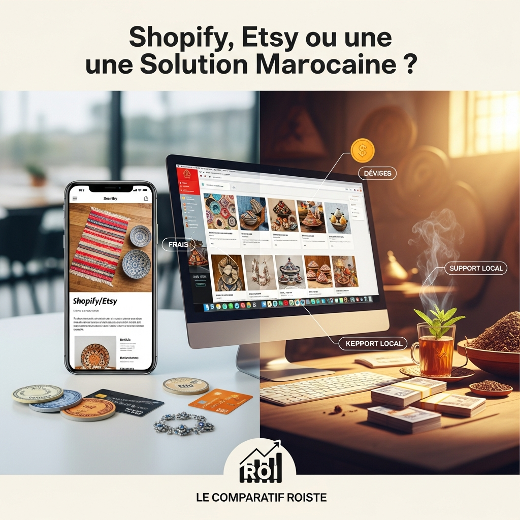 Shopify, Etsy ou une Solution Marocaine ? Le Comparatif ROIste pour Artisans Exportateurs (Frais, Devises, Support Local)